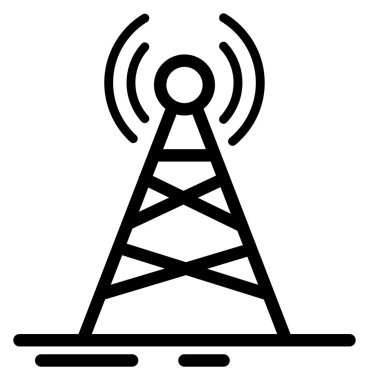 Radyo kulesinin sinyal yayan siyah beyaz çizimi
