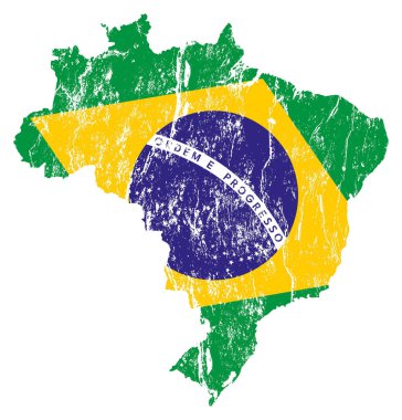 Yeşil sarı ve mavi renkli Brezilya haritası