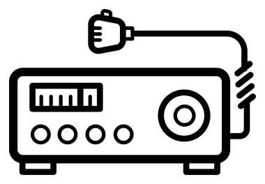 Mikrofonlu klasik radyonun siyah beyaz çizimi
