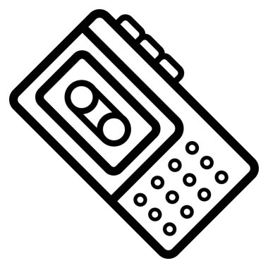 Klasik kaset kaydedicinin siyah beyaz çizimi