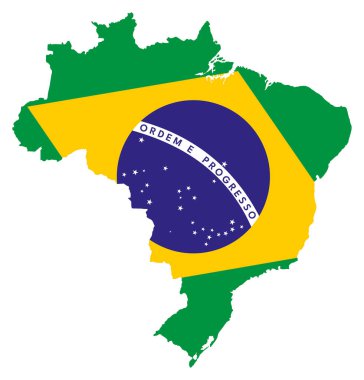 Brezilya haritası ve ulusal bayrak. Uygulamalar için basit web illüstrasyonu