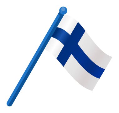 Finlandiya bayrağı beyaz zemin üzerinde mavi haç ile dalgalanıyor