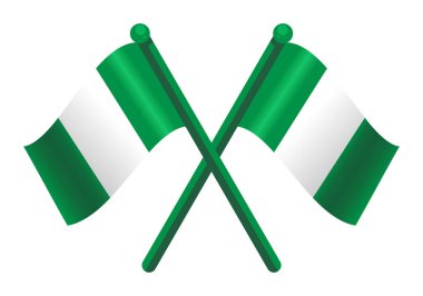 Nijerya 'yı temsil eden iki çapraz yeşil ve beyaz bayrak