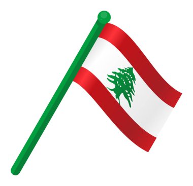 Lübnan bayrağı kırmızı ve beyaz renkler ve ağaçla dalgalanıyor