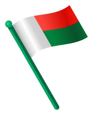 Madagaskar bayrağı kırmızı beyaz ve yeşil renklerle dalgalanıyor