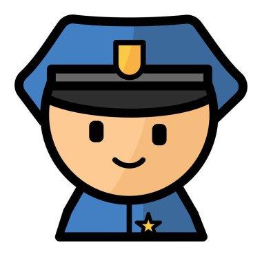 Mavi üniformalı ve şapkalı gülümseyen bir polis memuru.