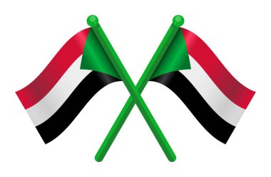 Sudan 'ı temsil eden iki çapraz bayrak. Kırmızı yeşil renkli.