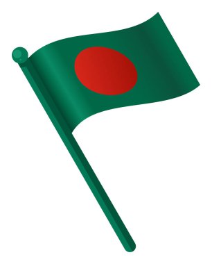 Bangladeş bayrağı mavi gökyüzüne karşı rüzgarda dalgalanıyor