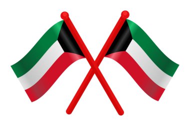İki çapraz kuveyt bayrağı kırmızı direkler ve renkler