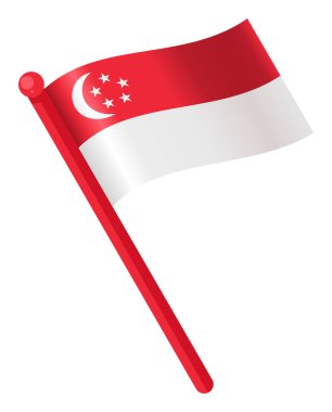 Kırmızı ve beyaz renkli ve yıldızlı Singapur bayrağı dalgalanıyor