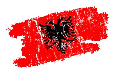 Kırmızı arka planı ve kartalı olan Grunge tarzı albania bayrağı