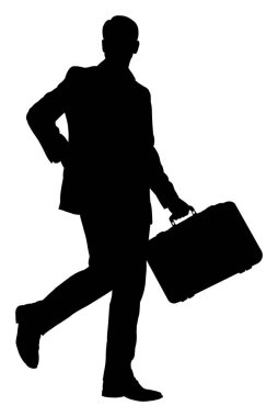 Evrak çantası tutarken yürüyen bir adamın silüeti.