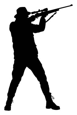 Tüfek pozisyonuna nişan alan kişinin silueti.
