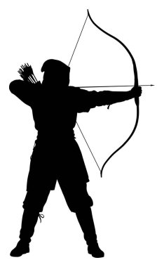 Okçunun silueti ok ve yay pozisyonunu alıyor.