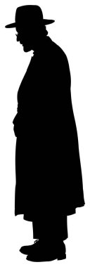 Şapka ve ceket giyen bir adamın silueti.