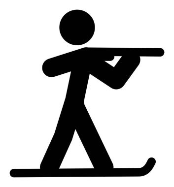 Beyaz arkaplanda biatlon oyuncusunun vektör silueti                   