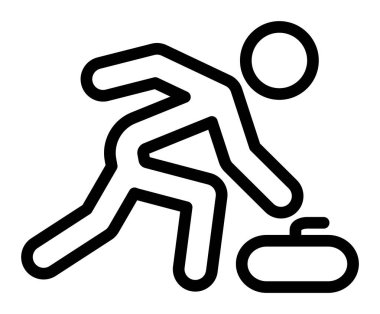 Beyaz arkaplan üzerindeki curling simgesi, vektör illüstrasyonu      