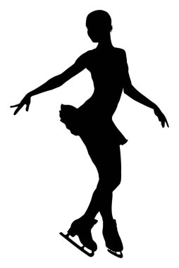 Beyaz arkaplanda artistik patinaj silueti, vektör illüstrasyonu             