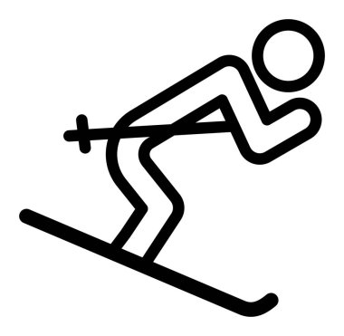 Beyaz arka planda kayak sporu silueti. vektör illüstrasyonu      