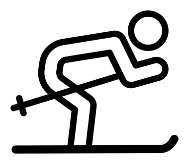 Beyaz arka planda kayak sporu silueti. vektör illüstrasyonu      