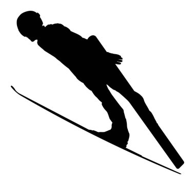 skiing sport silhouette on white background. vector illustration      