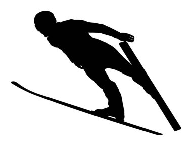 skiing sport silhouette on white background. vector illustration      