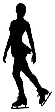 Beyaz arkaplanda artistik patinaj silueti, vektör illüstrasyonu             