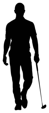 Beyaz arka planda golfçü silueti. vektör illüstrasyonu                     