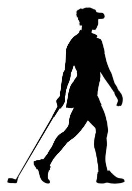 Beyaz arka planda golfçü silueti. vektör illüstrasyonu                     