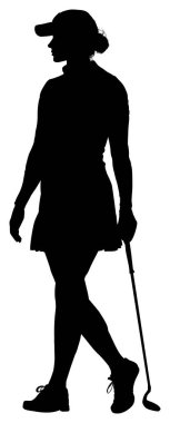 Beyaz arka planda golfçü silueti. vektör illüstrasyonu                     