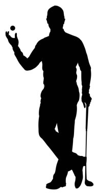 Beyaz arka planda golfçü silueti. vektör illüstrasyonu                     