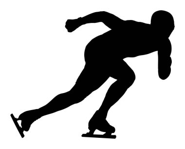 Beyaz arkaplanda artistik patinaj silueti, vektör illüstrasyonu           