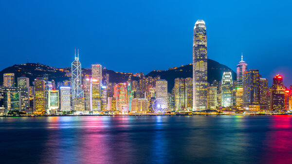 Cityscape of HongKong in front of Victoria harbour