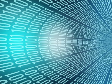 Dijital teknoloji veri görselleştirmesini ve siber ağı temsil eden çapraz ikili kod mavi arkaplan gelecekteki veriler için mükemmel.