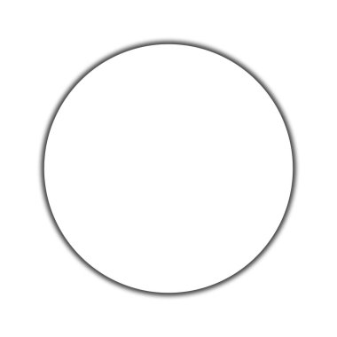 Temiz beyaz zemin üzerinde yumuşak siyah neon gölgesi olan boş beyaz daire modern görsel, soyut kompozisyonlar ve geometrik düzenler için ideal minimum zarif bir tasarım yaratıyor..