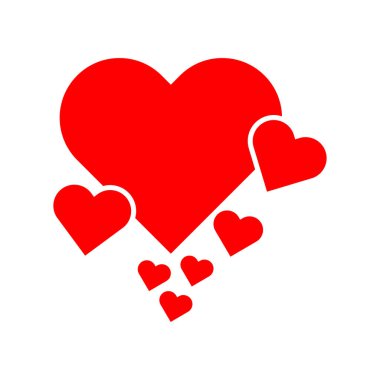 Sevgililer Günü için güzel ve sevimli kırmızı kalpler grubu vektör çizimi Romantik tema tasarımı