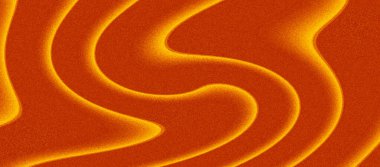 Soyut görsel doku, koyu turuncu, parlak sarı hatlar, fark edilebilir dijital tahıl dokunulabilir, sıcak ve enerjik arka plan efektiyle düzgün akış eğrileri..