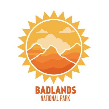 Badlands National Park  in Simple Design Badge 