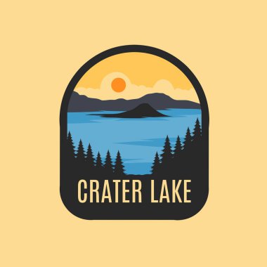 Günbatımı Manzaralı Krater Gölü Rozeti Yazdırma, Giydirme vs. için mükemmel