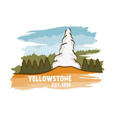Yellowstone Sıcak Bahar Rozeti Yazdırma, Giydirme vs. için mükemmel