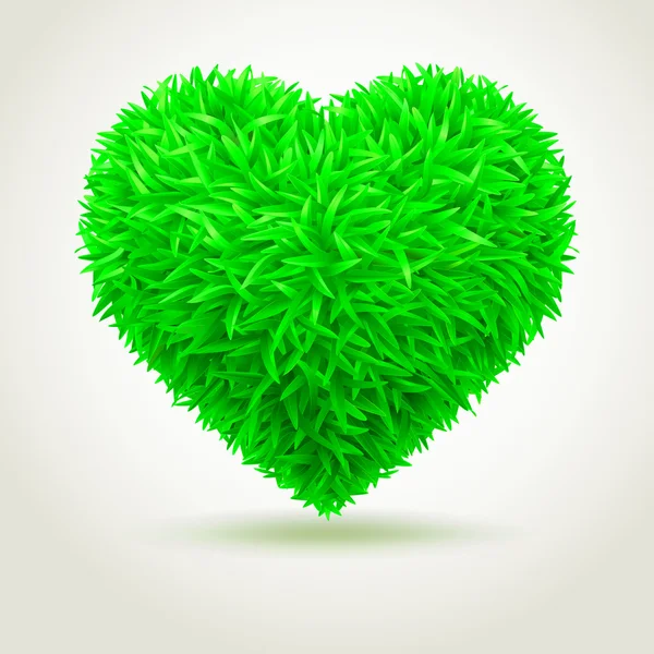 Corazón de hierba verde . — Vector de stock