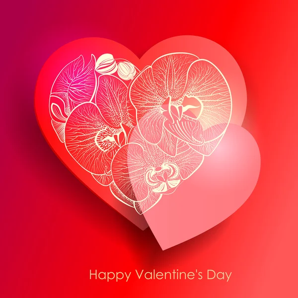 Fondo del Día de San Valentín. Corazón de orquídeas . — Vector de stock