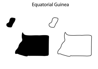Ekvator Ginesi ülke haritası siluet vektör çizimi. Temiz sınırları olan Afrika ulusunun siyah ana hatlı şekli grafik tasarım projeleri için mükemmeldir