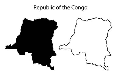 Basit Kongo Cumhuriyeti haritası siluet vektörü. Afrika ülkesinin temiz siyah çizgisi, seyahat, bilgi ve tasarım projesi için mükemmel.