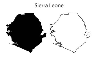 Basit Sierra Leone harita siluet vektörü. Afrika ülkesinin temiz siyah taslağı, bilgi, seyahat, eğitim ve tasarım kullanımı için ideal