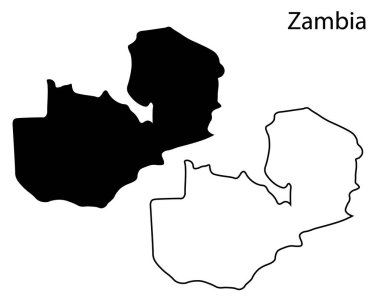 Zambiya haritası siluet vektörü, ülkenin eşsiz coğrafi şeklini göstermek için mükemmel.