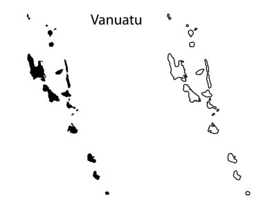 Vanuatu haritası siluet vektör çizimi. Seyahat ve coğrafya tasarımları için ülke şeklinin basit siyah çizgisi