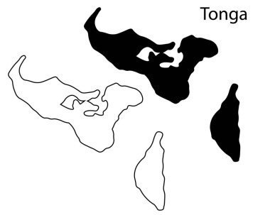 Basit Tonga haritası siluet vektörü. Okyanusya 'daki Pasifik ada ülkesinin kara hatları seyahat, bilgi ve tasarım projeleri için mükemmel.
