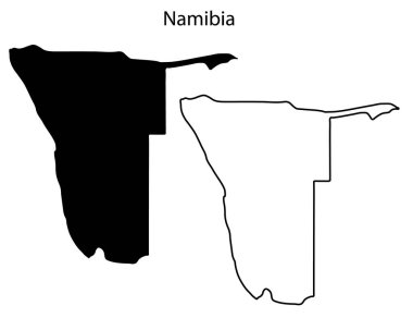 Basit Namibya haritası siluet vektörü. Afrika ülkesinin temiz siyah çizgisi, seyahat, bilgi ve grafik tasarım projeleri için mükemmel