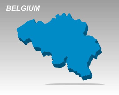 Modern tasarımla Belçika 'nın temiz bir 3 boyutlu vektör haritası. Profesyonel sunumlar, veri görselleştirme ve bilgi grafikleri için mükemmel